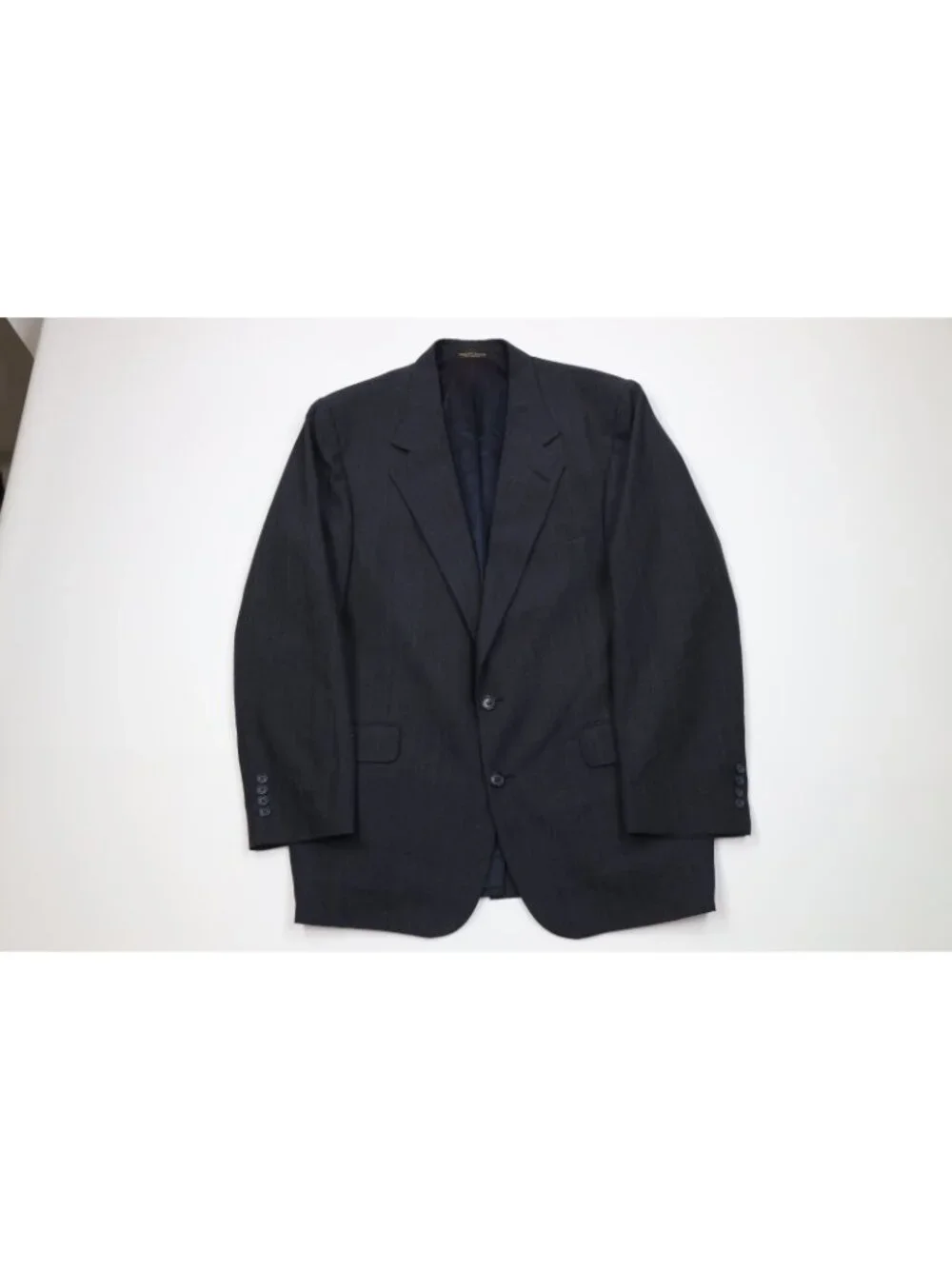 Vtg 90s Streetwear Mens 44L 2 Piece Wool Suit Wedding Striped Wide Leg 40x31 USA